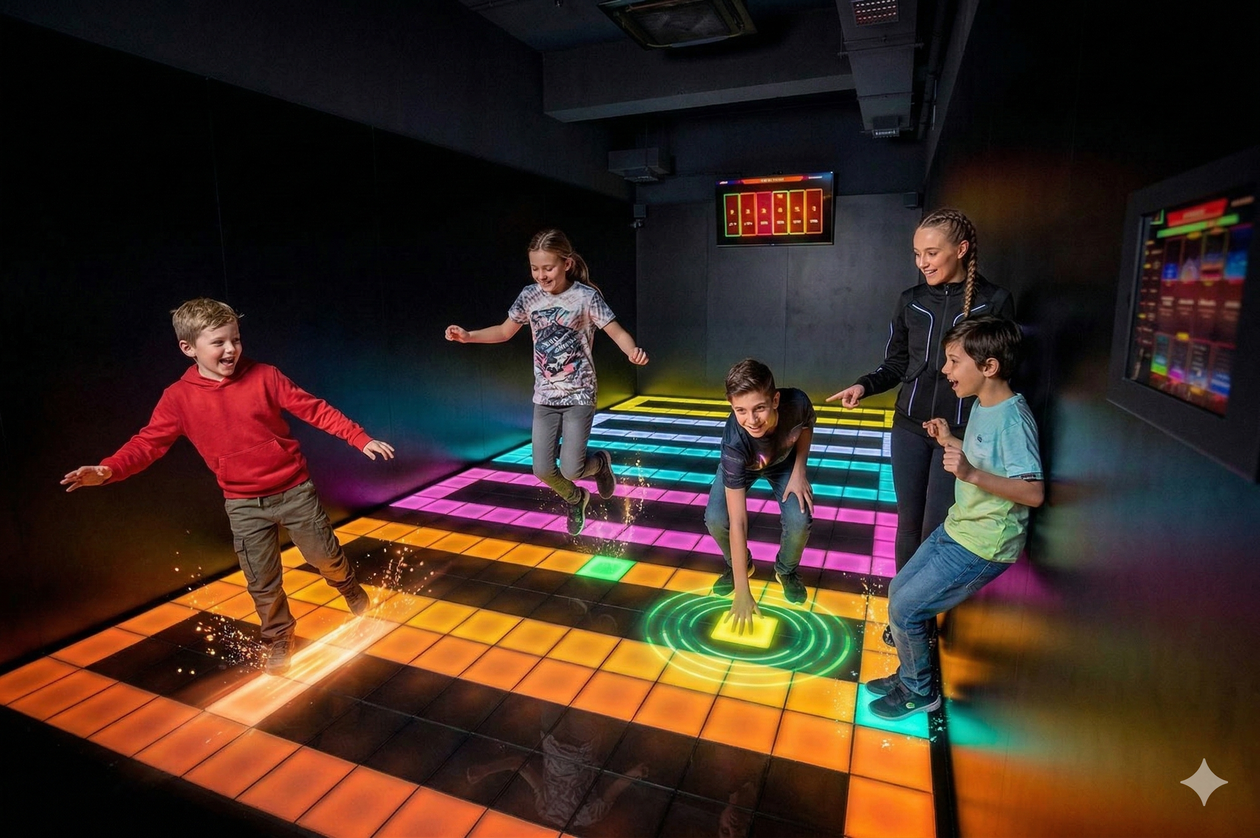 Zona de joacă și podeaua LED interactivă la Hai Pixel, Chișinău